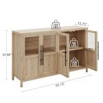 Modern Farmhouse 4-Door Glass Sideboard Buffet