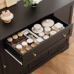 Modern 54" Black Buffet Cabinet with Storage