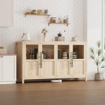 Modern Farmhouse 4-Door Glass Sideboard Buffet