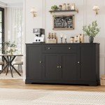 Modern 54" Black Buffet Cabinet with Storage
