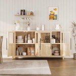 Modern Farmhouse 4-Door Glass Sideboard Buffet
