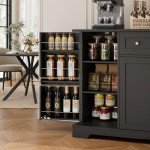 Modern 54" Black Buffet Cabinet with Storage