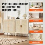 Natural Rattan Buffet Cabinet with Adjustable Shelves