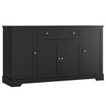 Modern 54" Black Buffet Cabinet with Storage