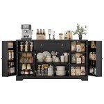 Modern 54" Black Buffet Cabinet with Storage