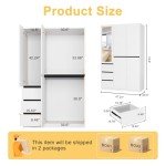 5-Door Wooden Wardrobe Closet with Mirror & Drawers