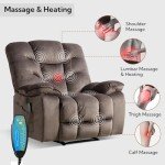 Oversized Power Recliner Chair with Massage and Heat