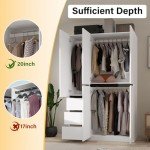5-Door Wooden Wardrobe Closet with Mirror & Drawers