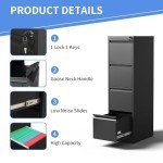 Yukimo Vertical File Cabinet with Lock and Drawers