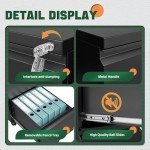 Black Rolling File Cabinet with Lock and 2 Drawers
