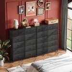 WLIVE 12-Drawer Tall Fabric Dresser - Charcoal Black