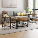 Modern 3-Piece Coffee Table Set in Rustic Brown