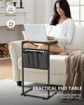 C Shaped End Table with Storage Bag, Rustic Brown