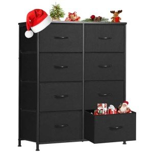 Black 8-Drawer Fabric Dresser and Organizer