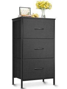 Black Small Dresser with 3 Storage Drawers