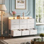 Stylish White LED Dresser TV Stand with Storage
