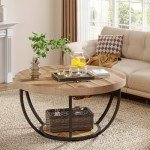Tribesigns 31.7" Round Industrial Coffee Table