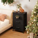 Black Small Dresser with 3 Storage Drawers