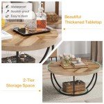 Tribesigns 31.7" Round Industrial Coffee Table