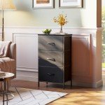 Black Small Dresser with 3 Storage Drawers