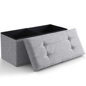 Foldable Storage Ottoman Bench with Flipping Lid