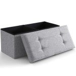 Foldable Storage Ottoman Bench with Flipping Lid
