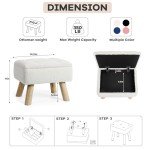 Cozy Cream Storage Ottoman with Padded Seat