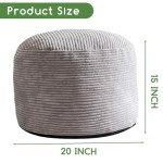 Cozy Grey Corduroy Round Pouf Ottoman