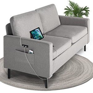 Light Grey 56" USB Loveseat Sofa for Any Space