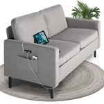 Light Grey 56" USB Loveseat Sofa for Any Space