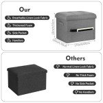 Dark Gray Storage Ottoman with Foam Cushioning