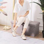 Foldable Storage Ottoman Bench with Flipping Lid