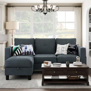 Modern L-Shaped Convertible Sofa with Ottoman