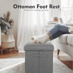Dark Gray Storage Ottoman with Foam Cushioning