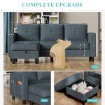 Modern L-Shaped Convertible Sofa with Ottoman