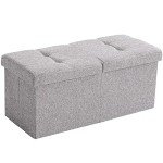 Foldable Storage Ottoman Bench with Flipping Lid