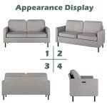 Light Grey 56" USB Loveseat Sofa for Any Space