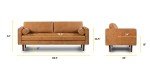 Cognac Tan Leather Mid Century Sofa with Bolsters