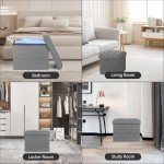 Dark Gray Storage Ottoman with Foam Cushioning