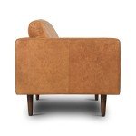 Cognac Tan Leather Mid Century Sofa with Bolsters