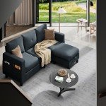 Modern L-Shaped Convertible Sofa with Ottoman