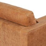 Cognac Tan Leather Mid Century Sofa with Bolsters