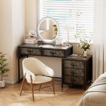 Unikito 5-Drawer Reversible Home Office Desk