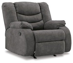 Gray Faux Leather Manual Rocker Recliner by Ashley