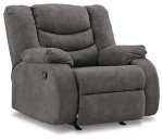 Gray Faux Leather Manual Rocker Recliner by Ashley