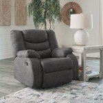 Gray Faux Leather Manual Rocker Recliner by Ashley
