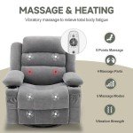 Rocker Recliner Chair with Heat, Massage & Swivel