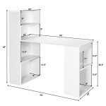 Tangkula White Compact Computer Desk with Bookshelf