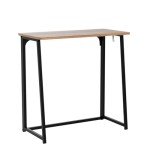 Compact Foldable Computer Desk in Rustic Walnut