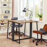 Compact Foldable Computer Desk in Rustic Walnut